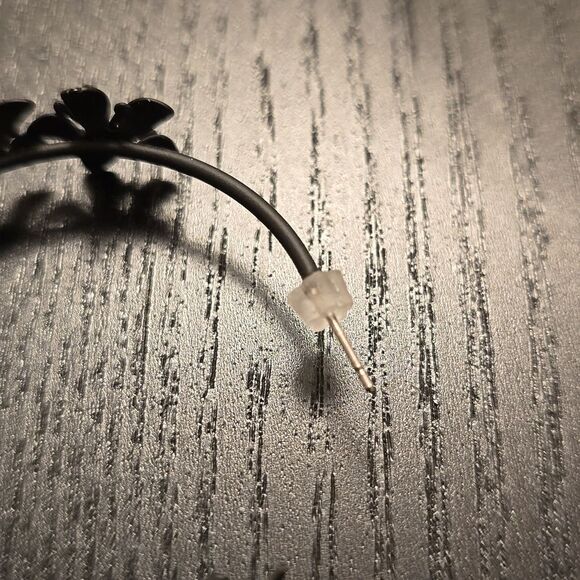 Matte Black Floral Design Hoop Earrings - Picture 8 of 9